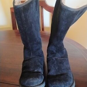 Classic UGG Black Suede Full Zip Full Shearling Lined